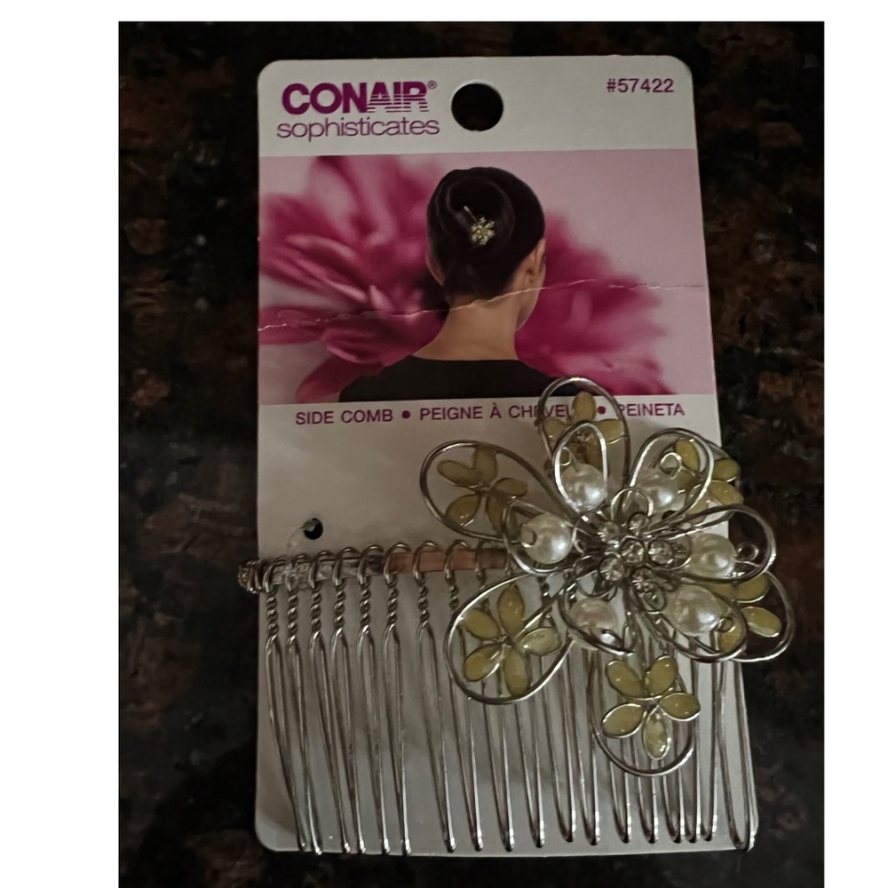 Conair Metal Silver Flower Side Comb